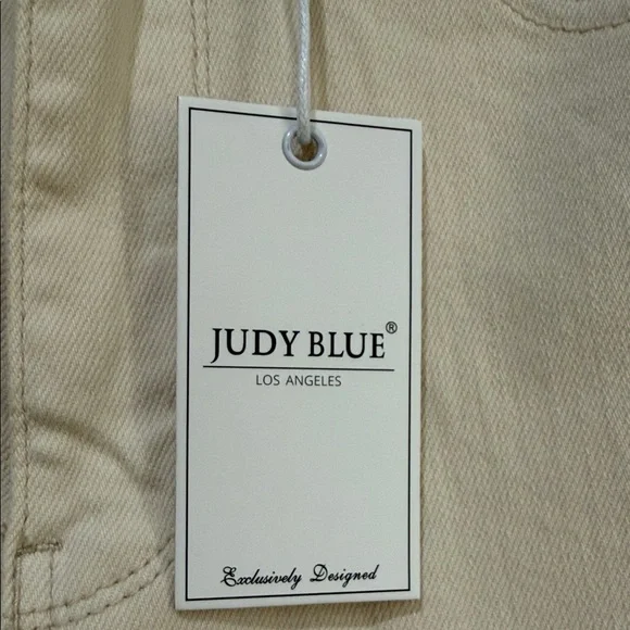 NWT- Judy Blue Cream Wide Leg Garment Dyed High Waist crochet patchwork Jeans - Picture 5 of 11